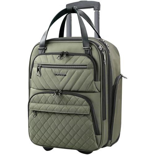 KROSER Carry On Underseat, 16-inch Underseater Suitcase for Men, Olive - color: Olive