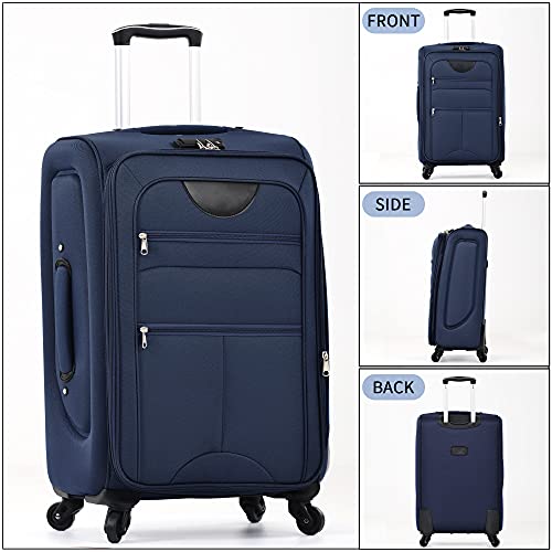 Merax Suitcase Set Softside 3-Piece Expandable Luggage with Travel Bag - color: Deep Blue(22/26/30/Bags)