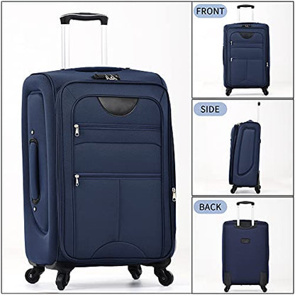 Merax Suitcase Set Softside 3-Piece Expandable Luggage with Travel Bag - color: Deep Blue(22/26/30/Bags)