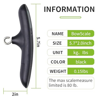 Archery Bow Scale Recurve/Compound Bow Draw Weight 50LBS Peak/Hold kg/lb Conversions Digital LED Display