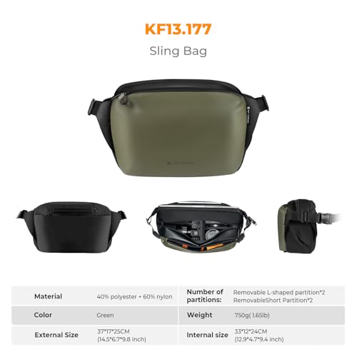 K&F CONCEPT Large Camera Sling Bag, Everyday Shoulder Bag - color: 13 Green Large