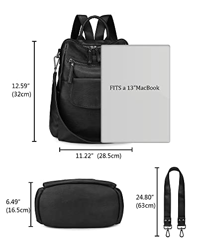 Uromee Travel Backpack Purse Women Vegan Leather Tassel Shoulder Bag - color: 240 Black