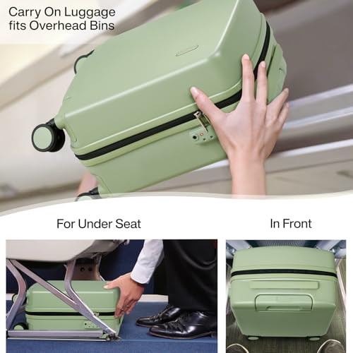 Hanke 16 Inch Underseat Small Carry On Luggage, Hard Shell with TSA Lock - color: Bamboo Green, size: 16 Inch