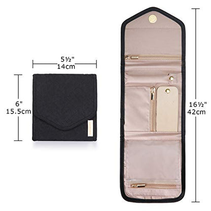 BAGSMART Travel Jewelry Organizer Case Foldable Jewelry Roll, Mini, Black - color: Black, size: Small