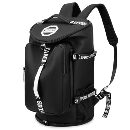 Gym Duffle Bag Backpack,4‑Way Waterproof with Shoe Compartment Travel Laptop - color: Black