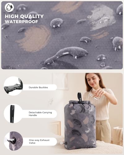 Travel Laundry Bag, Pump-Free Compression for Dirty Clothes - color: Abstract Gray, size: 23" L × 17" W × 6.5" H