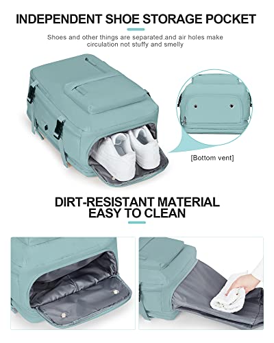 WONHOX Large Travel Laptop Backpack Expandable Flight Approved Backpack Carry on Backpack for Women Men Waterproof 17inch Laptop Daypack Hiking Work Backpack with Shoe Compartment Light Blue - color: A5-turquoise