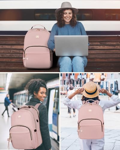 MATEIN Pink Laptop Backpack, 17 Inch TSA College School Backpack for Women