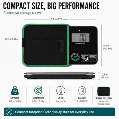600 Super Mini Travel Bathroom Scale with Sleeve, Black - color: Black