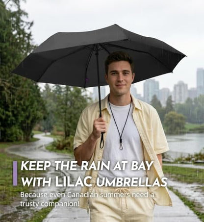 Travel Windproof Umbrella for rain Compact Small Travel size QuickDry - color: 2-Black & Purple