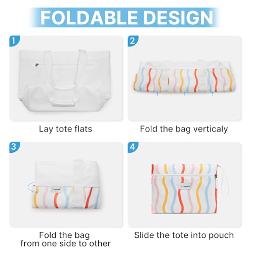 G4Free Beach Bag, Waterproof Beach Tote Pool Bags for Women - color: Rainbow Wavy, size: 35L