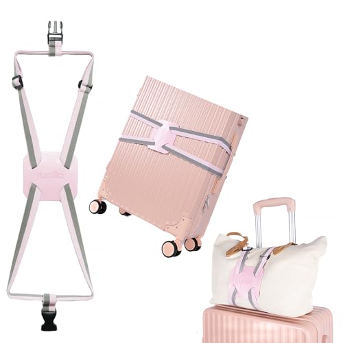 Luggage Straps for Suitcases, Travel Accessories to Connect Two Suitcase, Add A Bag Luggage Strap for Carry On Luggages Adjustable Buckle Belt (Grey/Pink-1pcs) - color: Grey/Pink-1pcs
