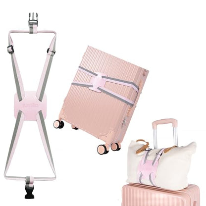 Luggage Straps for Suitcases, Travel Accessories to Connect Two Suitcase, Add A Bag Luggage Strap for Carry On Luggages Adjustable Buckle Belt (Grey/Pink-1pcs) - color: Grey/Pink-1pcs