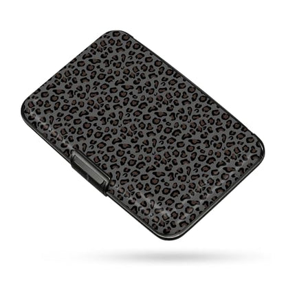 Credit Card Holder, Black Leopard, Aluminum Wallet for Women Men - color: Black Leopard