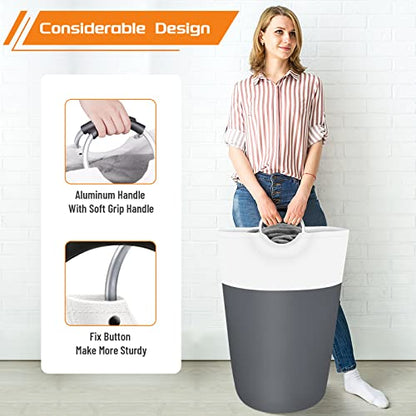 BlissTotes 75L Laundry Basket, Freestanding Collapsible Hamper, Gray - color: Gray, size: 75L