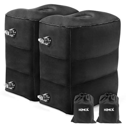 HOMCA Inflatable Travel Foot Rest Pillow for Airplane (2-Pack) - color: Black