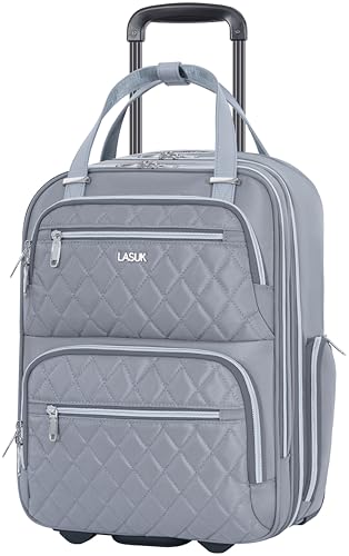 Underseat Carry On Luggage with Wheels, Grey, 17" - color: Grey