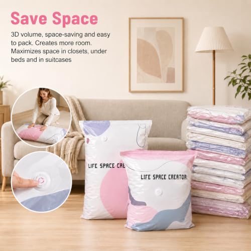 3 PACK No-Pump Vacuum Storage Bags, Cube Compression Life Space Saving Storage Bags, No-Pump 3D Large Vacuum Storage Compression Bag for Clothes and Bedding (39.4" × 31.5" × 12.5") - size: 39.4" × 31.5" × 12.5"