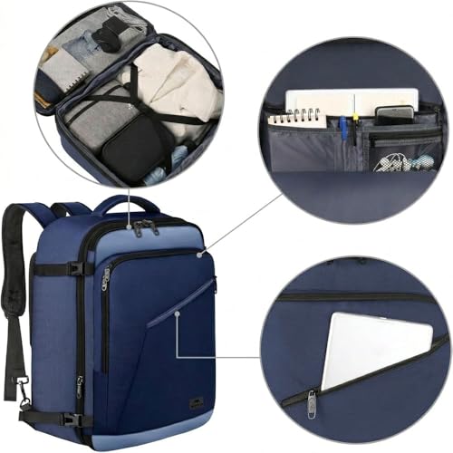 MATEIN Expandable Travel Backpack, Large Capacity Carry on Backpack for Men - color: Grey Blue, size: X-Large