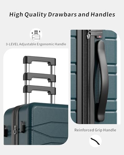 3 Piece Expandable Luggage Set with Spinner Wheels Hardshell Suitcase Set - color: Cyan