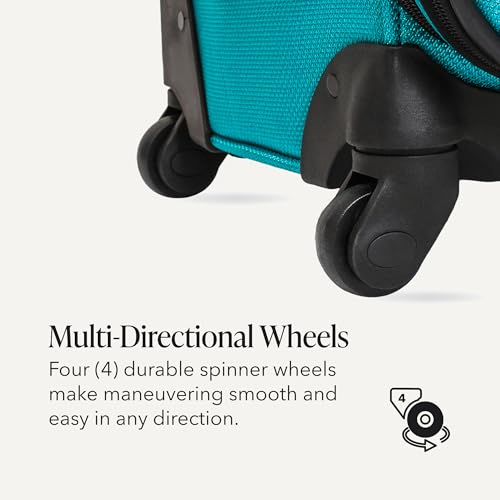 SwissGear Sion Softside Expandable Luggage – Medium Checked Suitcase with 360 Degree Wheels & Retractable Handle – 25 Inch, Perfect for 1-7 Night Trips – Teal - color: Teal, size: Checked-Medium 25-Inch