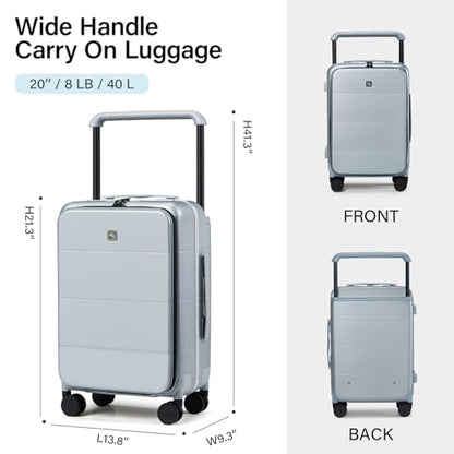 Hanke Top Opening Carry On Luggage 20 Inch Aluminum Frame Hardside Suitcase - color: Grey, size: 20 Inch