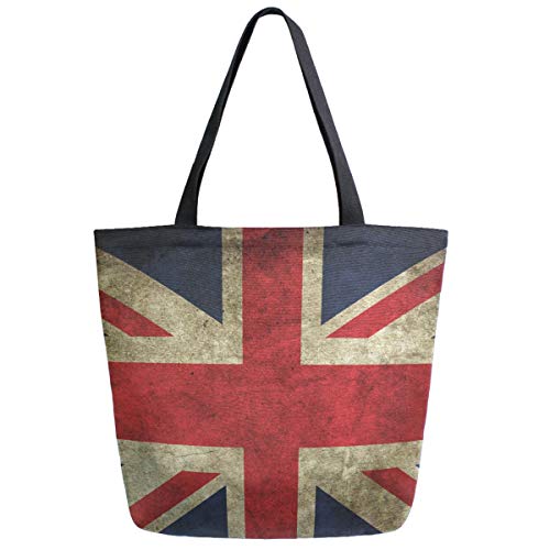 Chic Funny Cute Pattern Big Handle Extra Large Shoulder Tote Bag for Beach Travel Weekender Gym Grocery Shopping - style: British Flag