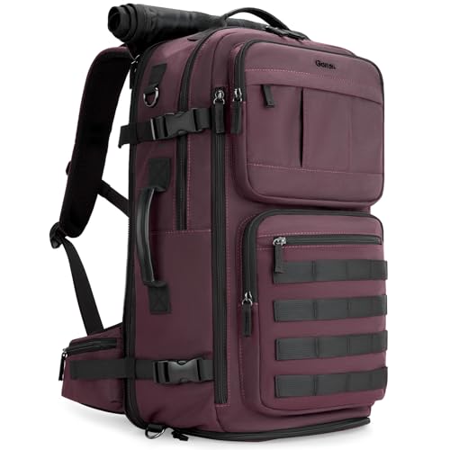 Gonex Travel Backpack, 40L Expandable Carry On, 3-in-1 Convertible - color: Dark Red