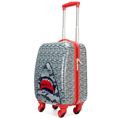 Nautica Kids 18" Hardside Carry-on Suitcase with Spinner Wheels, Shark Attack - color: Shark Attack