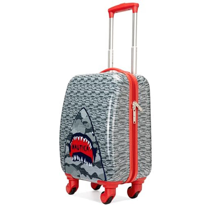Nautica Kids 18" Hardside Carry-on Suitcase with Spinner Wheels, Shark Attack - color: Shark Attack