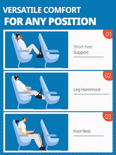 SARISUN Travel Pillow with Strap, Airplane Foot Hammock for Long Flights - size: Travel Pillow & PE Board Foot Hammock