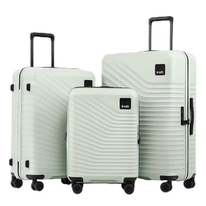 Coolife Luggage 3 Piece Set, Lightweight PC Hardside Suitcases, 20/24/28, Light Green - color: Light Green, size: 3-Piece Set (20/24/28)
