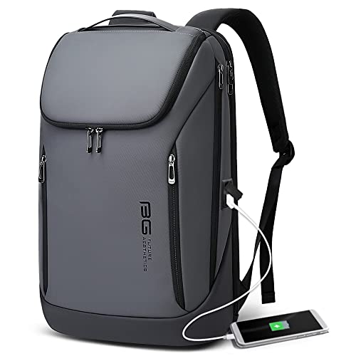 BANGE Business Smart Backpack Waterproof fit 15.6 Inch Laptop Backpack with USB Charging Port,Travel Durable Backpack - color: Grey, size: Medium