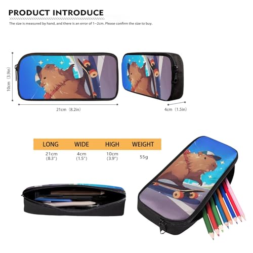 Cute Capybara Backpack for School, Capybara Skateboarding Design Backpack with Lunch Box for Boys Girls 4-in-1 Back to School Set, Lightweight Heavy Duty Bookbags for Age 6-8 - color: Capybara Skateboarding