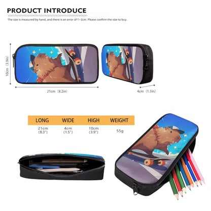 Cute Capybara Backpack for School, Capybara Skateboarding Design Backpack with Lunch Box for Boys Girls 4-in-1 Back to School Set, Lightweight Heavy Duty Bookbags for Age 6-8 - color: Capybara Skateboarding