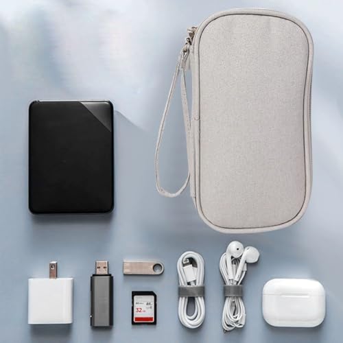 Portable Travel Cable Organizer Pouch Double Layer for Chargers and Cables - color: Grey