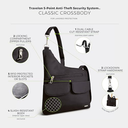 Travelon Anti-Theft Classic Crossbody Bag - color: Black