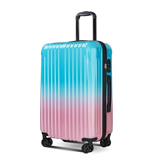 Large Checked Luggage Hardside Suitcase with Spinner Wheels, 27in - color: Candy, size: L(27In)