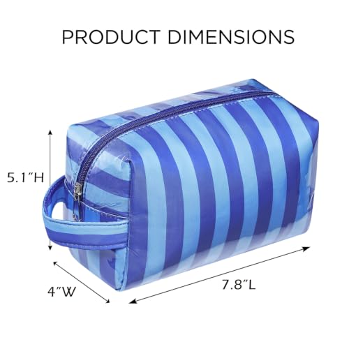 PVC Striped Clear Coated Waterproof Makeup Bag(14Blue Striped) - color: 14Blue Striped