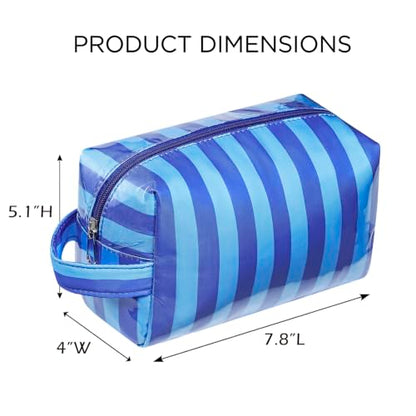 PVC Striped Clear Coated Waterproof Makeup Bag(14Blue Striped) - color: 14Blue Striped