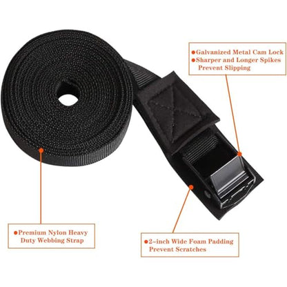 Padded Cam Buckle Tie Down Straps, 1 in x 10 ft, 2 Pack - color: Black 2 Pack, size: 1"x10'