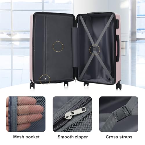 Merax 6 Piece Luggage Set,Hardshell Travel Suitcase Set,Pink - color: Pink, size: 6 Piece(20/24/28/DB/TB)
