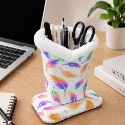 Plush Lined Eyeglasses Holder, Cute Glasses Stand for Women Kids - color: Integrated White Feather