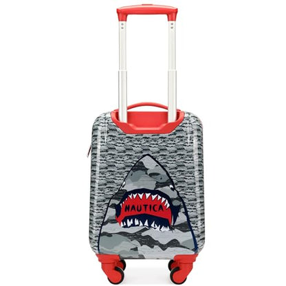 Nautica Kids 18" Hardside Carry-on Suitcase with Spinner Wheels, Shark Attack - color: Shark Attack