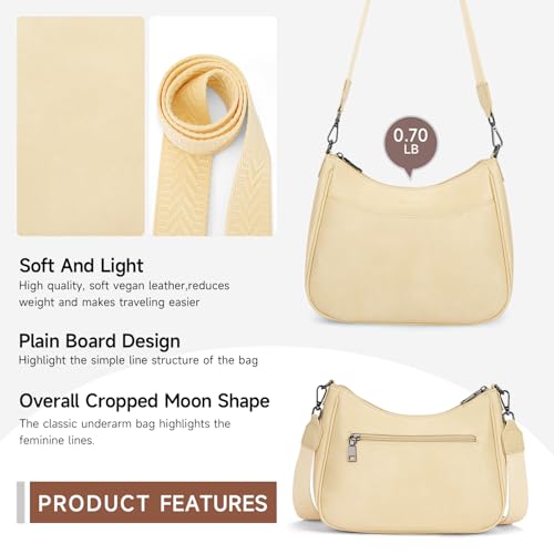 APHISON Trendy Leather Crossbody Purse, Women's Shoulder Handbag - color: 08-light Yellow