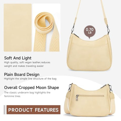 APHISON Trendy Leather Crossbody Purse, Women's Shoulder Handbag - color: 08-light Yellow