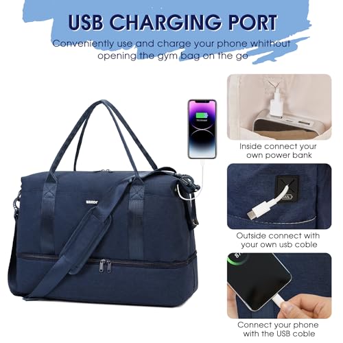 WANDF Personal Item Travel Bag, Carry On Weekender Bag for Women - color: Blue