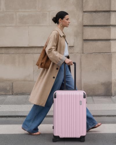 Coolife Luggage, Lightweight and Durable Hardshell, 24 in, Light Pink - color: Light Pink2.0, size: M(24in)