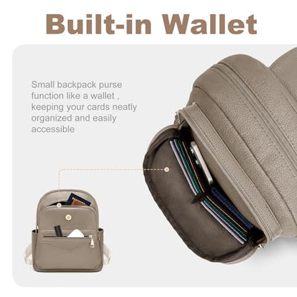 SYTRAH Mini Backpack Purse for Women, Small Travel Casual Daypack Khaki - color: Khaki