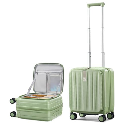 Hanke Top Opening Carry-On - Expandable 16 Inch Airline Approved Spinner - color: Bamboo Green, size: 16 Inch Expandable